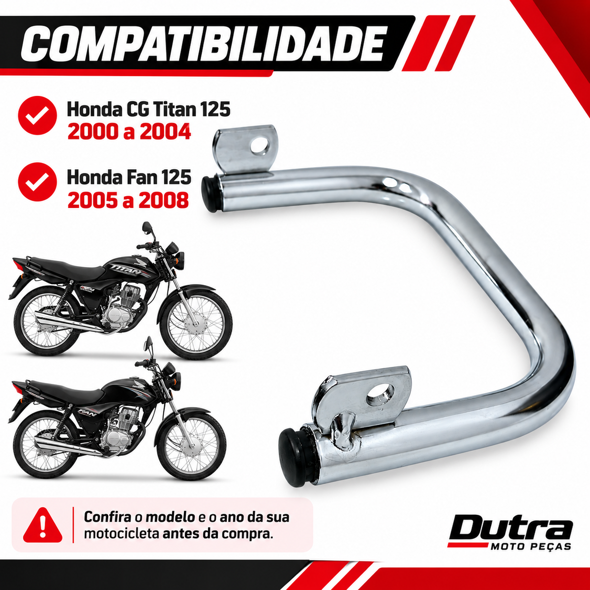Barra Estabilizadora Cg Titan 125 2000 Até 2004 Fan 125 2005 Até 2008 Cromado