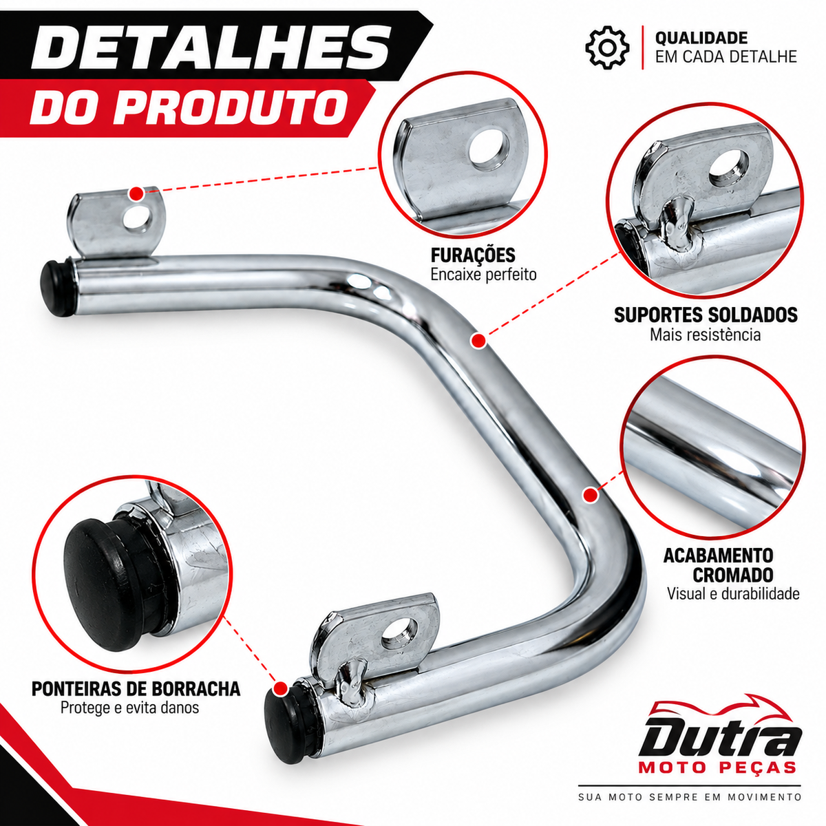 Barra Estabilizadora Cg Titan 125 2000 Até 2004 Fan 125 2005 Até 2008 Cromado