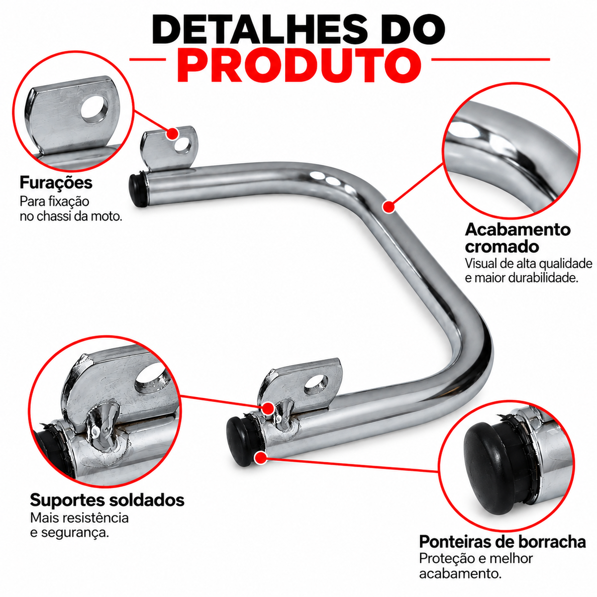 Barra Estabilizadora Ybr 125 2000 Até 2008 Cromado Polimet