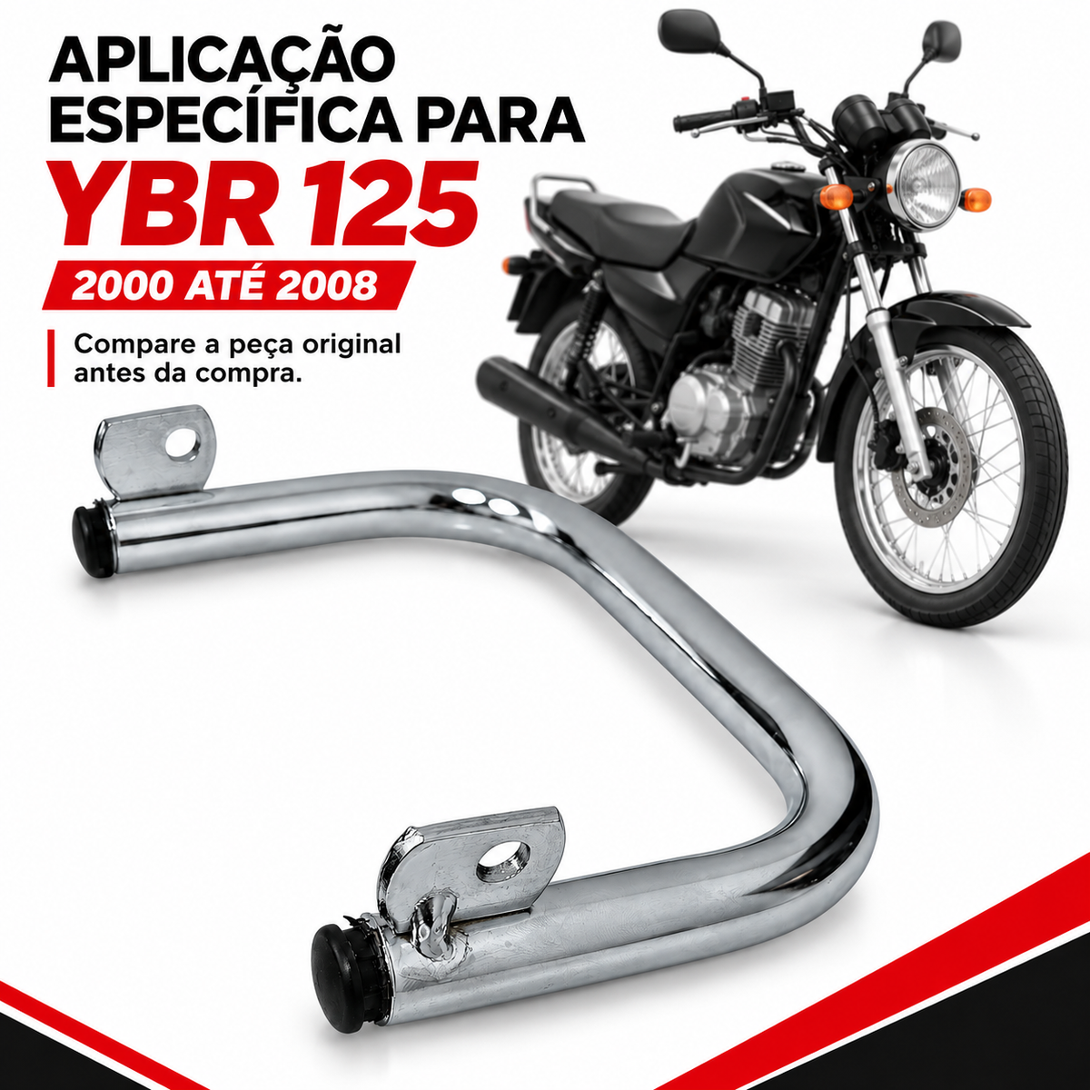 Barra Estabilizadora Ybr 125 2000 Até 2008 Cromado Polimet