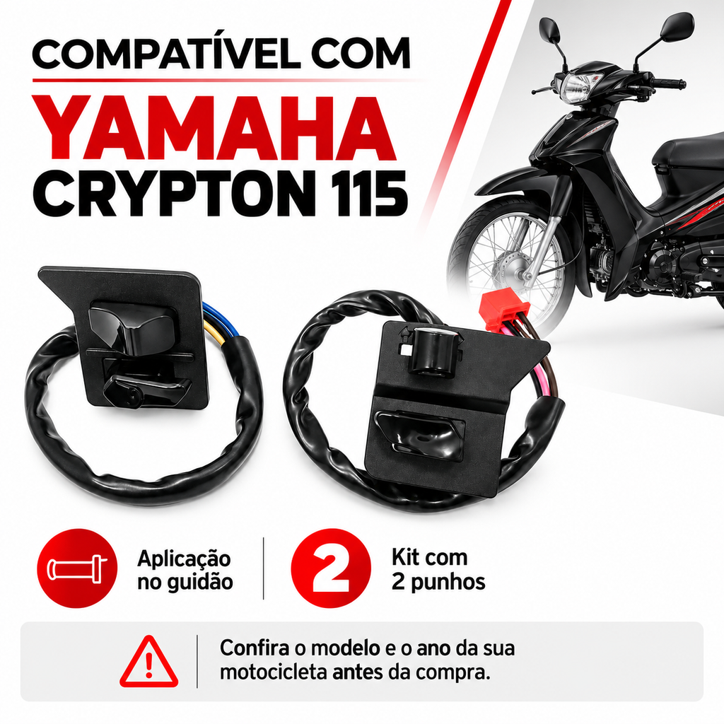 Botao Partida E Buzina /Pisca CRYPTON 115 (KIT 2 PUNHOS)