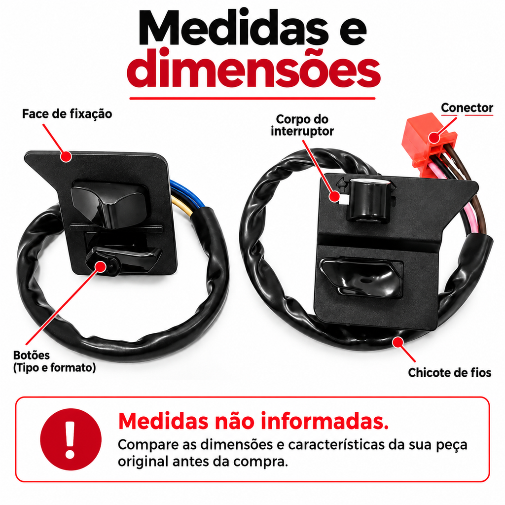 Botao Partida E Buzina /Pisca CRYPTON 115 (KIT 2 PUNHOS)