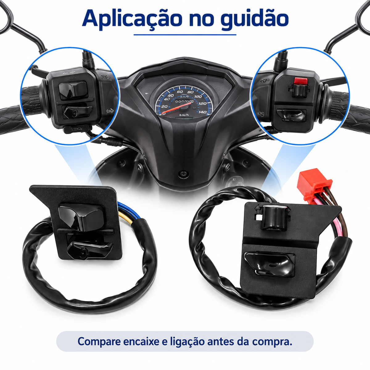 Botao Partida E Buzina /Pisca CRYPTON 115 (KIT 2 PUNHOS)