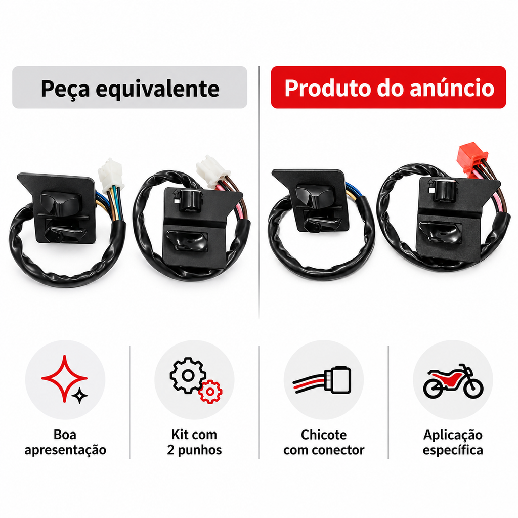 Botao Partida E Buzina /Pisca CRYPTON 115 (KIT 2 PUNHOS)