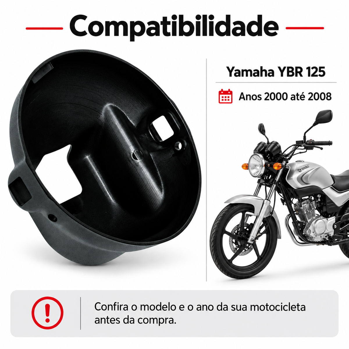 Carcaça Do Farol Preto Ybr 125 De 2000 Ate 2008