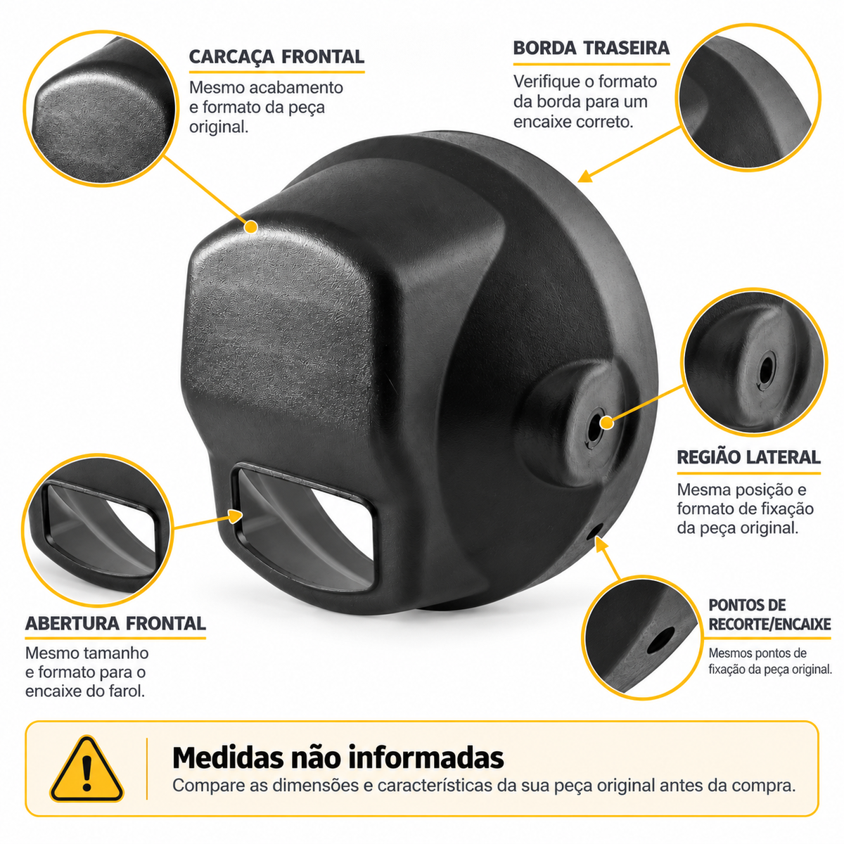 Carcaça Farol Honda CG Titan 150 KS ES ESD 2004 a 2008 Fan 150 2004 a 2013 Carenagem Farol Preta