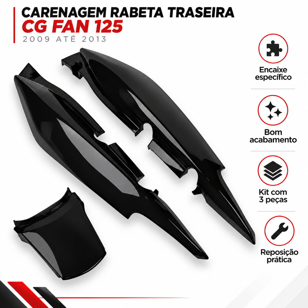 Carenagem Rabeta Traseira Completa Cg Fan 125 2009 Até 2013
