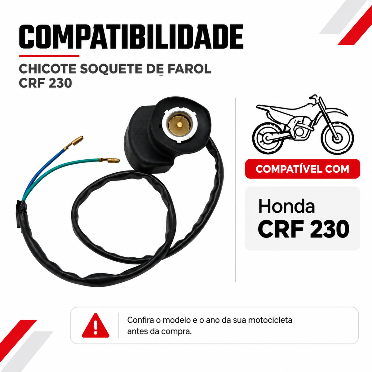 Chicote Soquete De Farol Crf 230