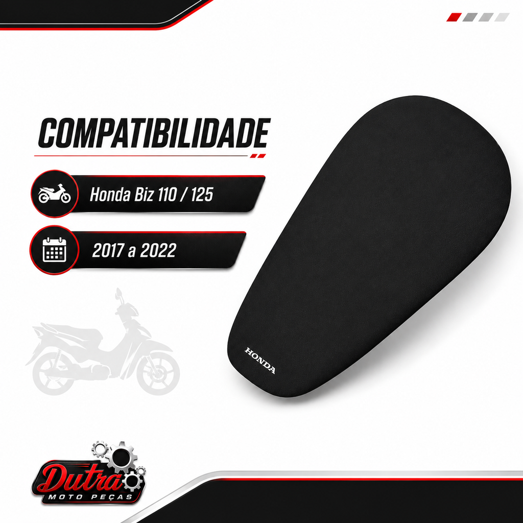 Capa Banco Honda Biz 110 125 2017 2018 2019 2020 2021 2022 Preta
