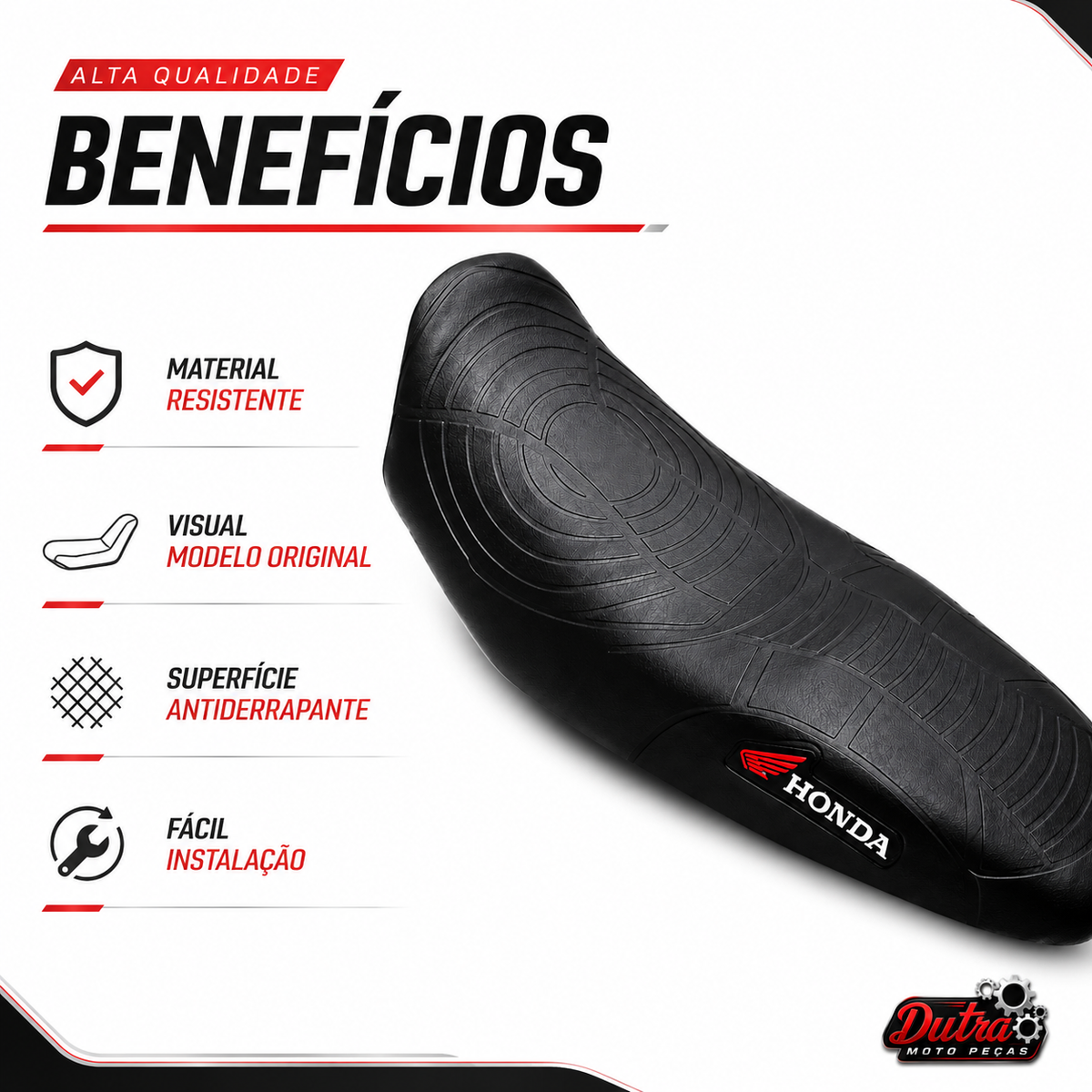 Capa De Banco Moto Antiderrapante Universal Honda CG 125 150 160 Titan Fan Bros CB300