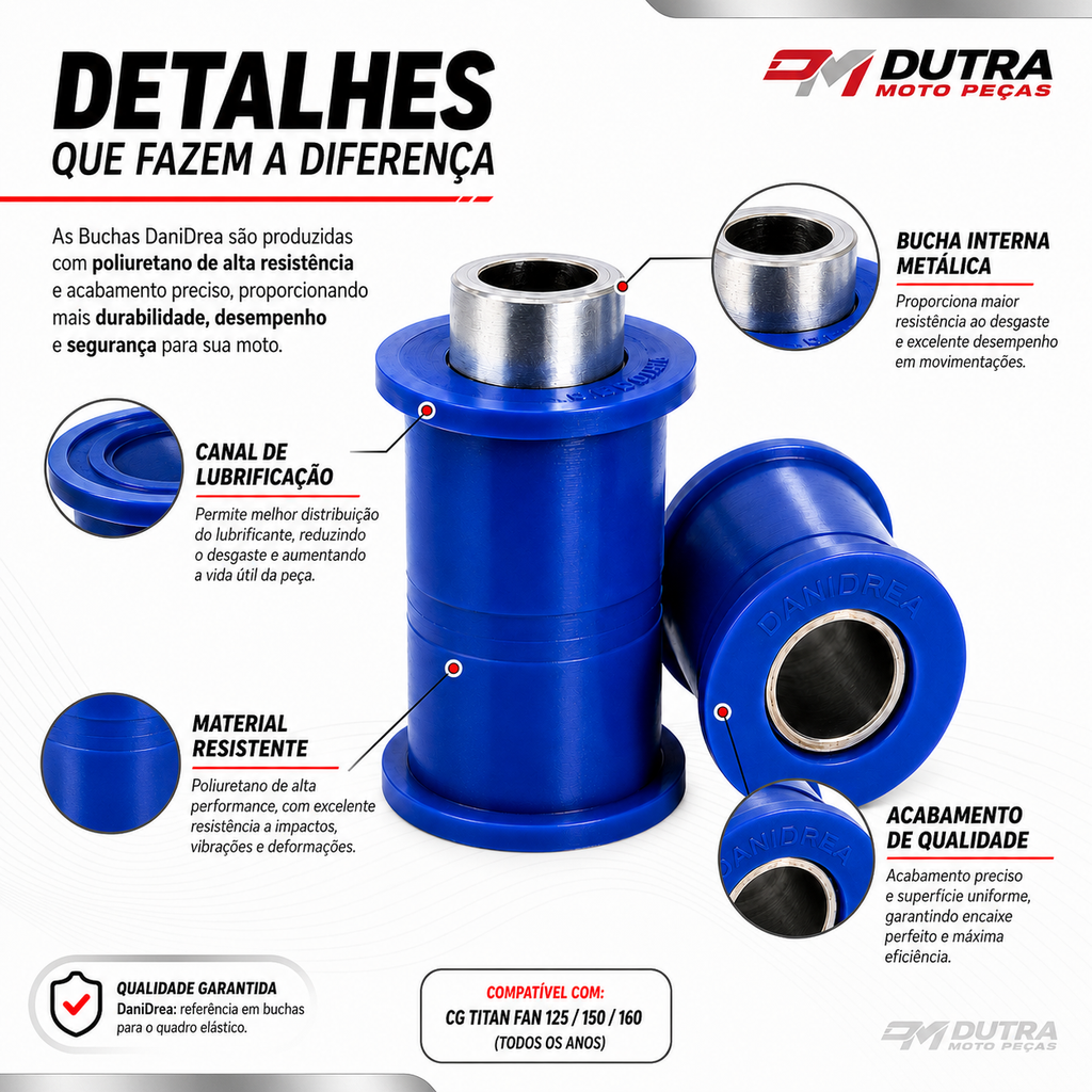 Bucha Balança Quadro Elástico Danidrea CG Titan Fan 125 150 160