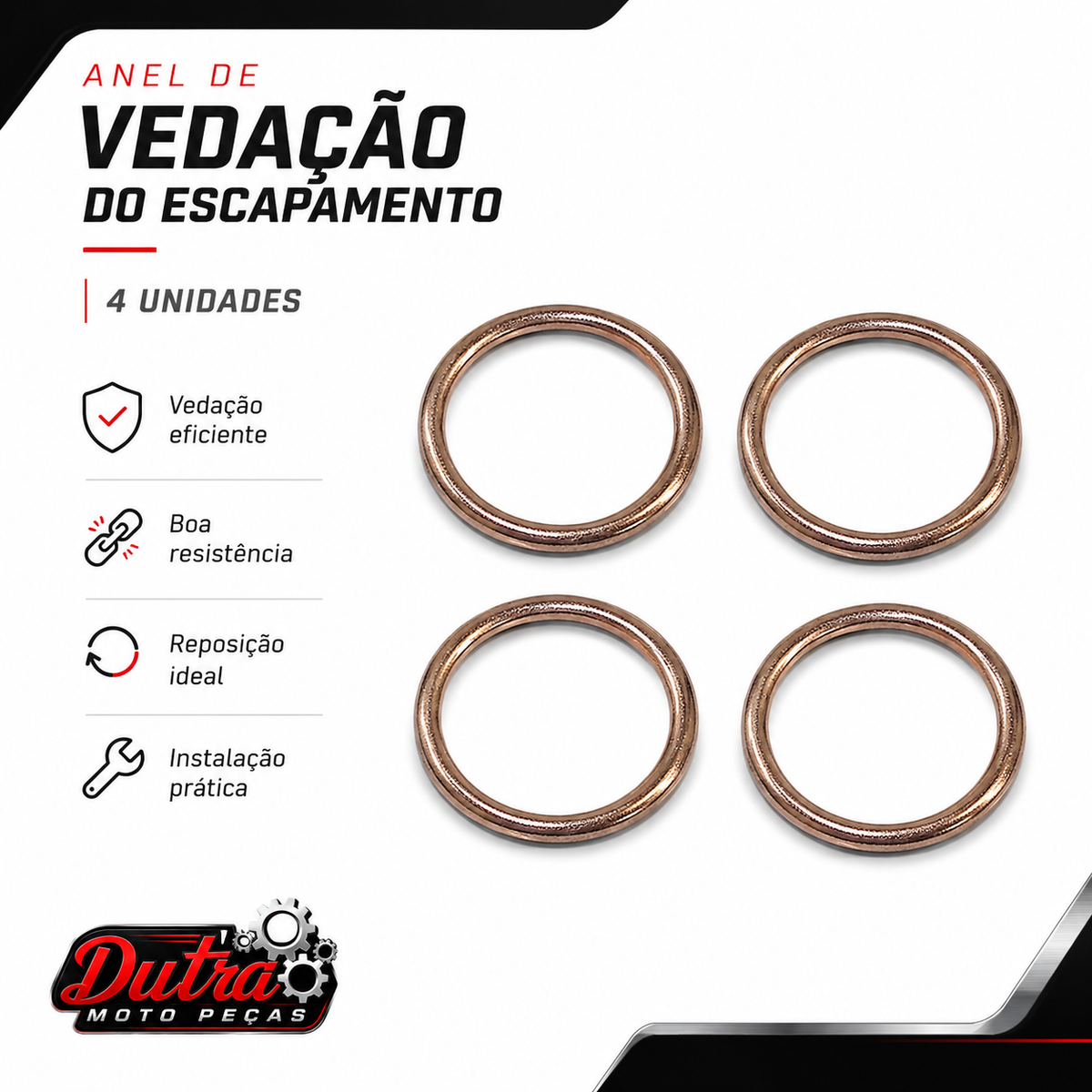 Anel Escape Cg Titan Fan 125 / 150 / 160 Ybr Kit Com 4 Peças