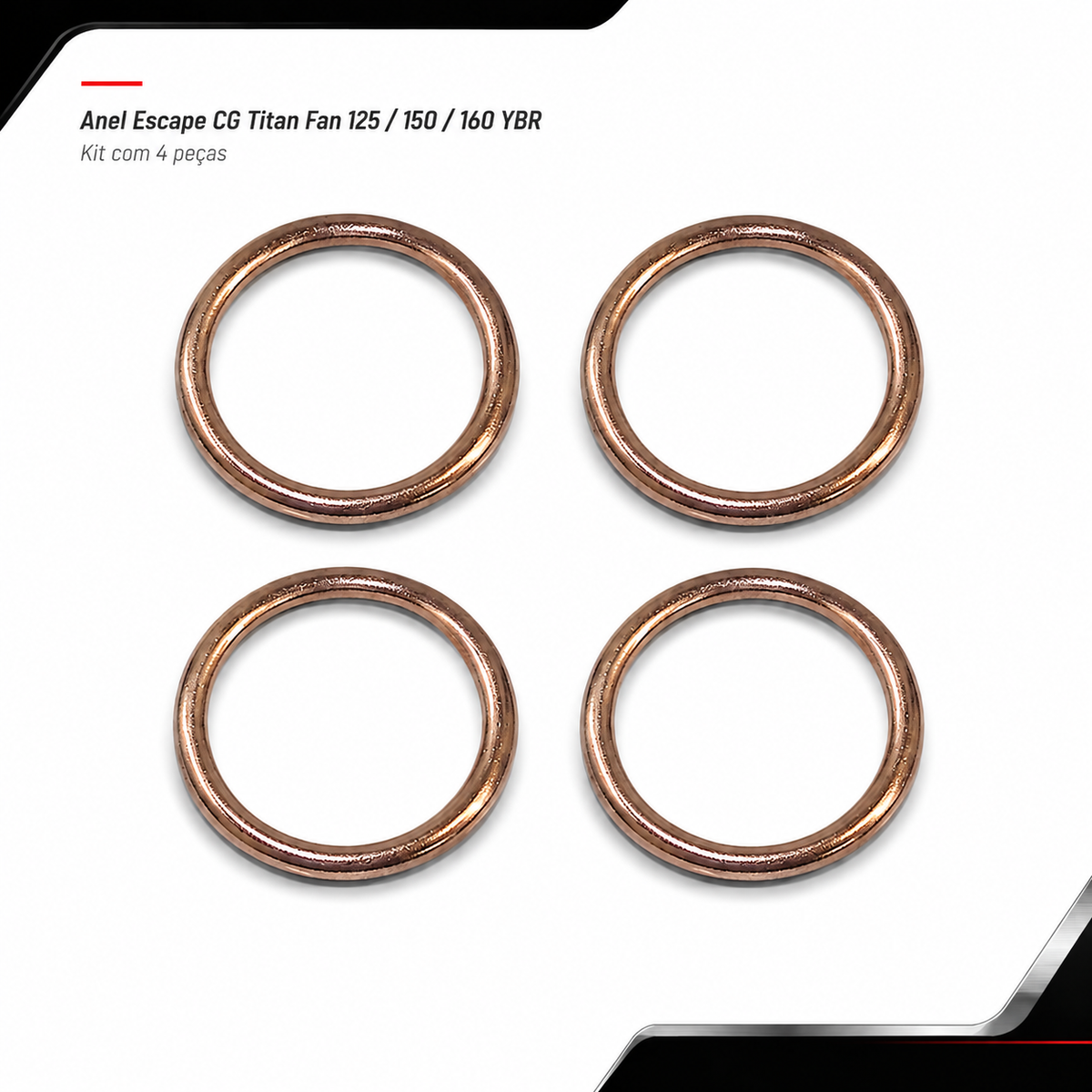 Anel Escape Cg Titan Fan 125 / 150 / 160 Ybr Kit Com 4 Peças