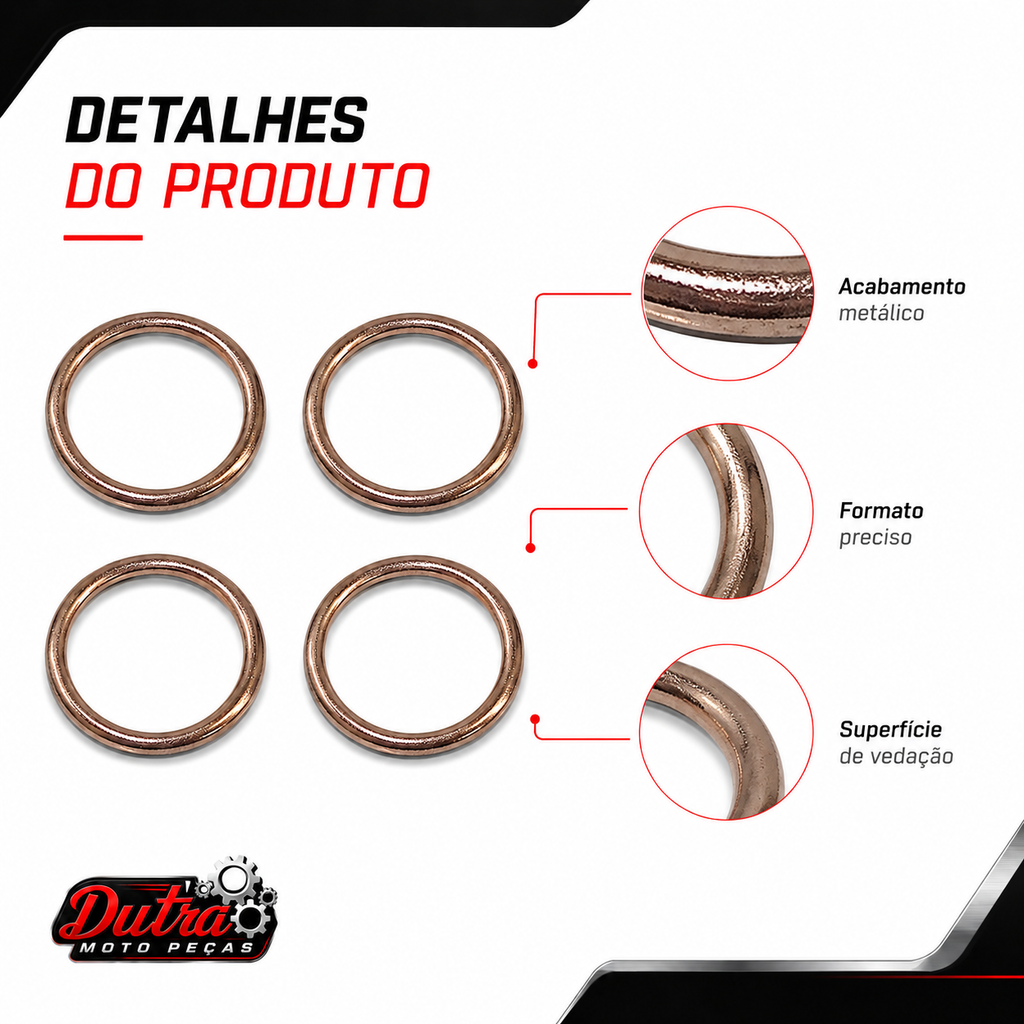 Anel Escape Cg Titan Fan 125 / 150 / 160 Ybr Kit Com 4 Peças