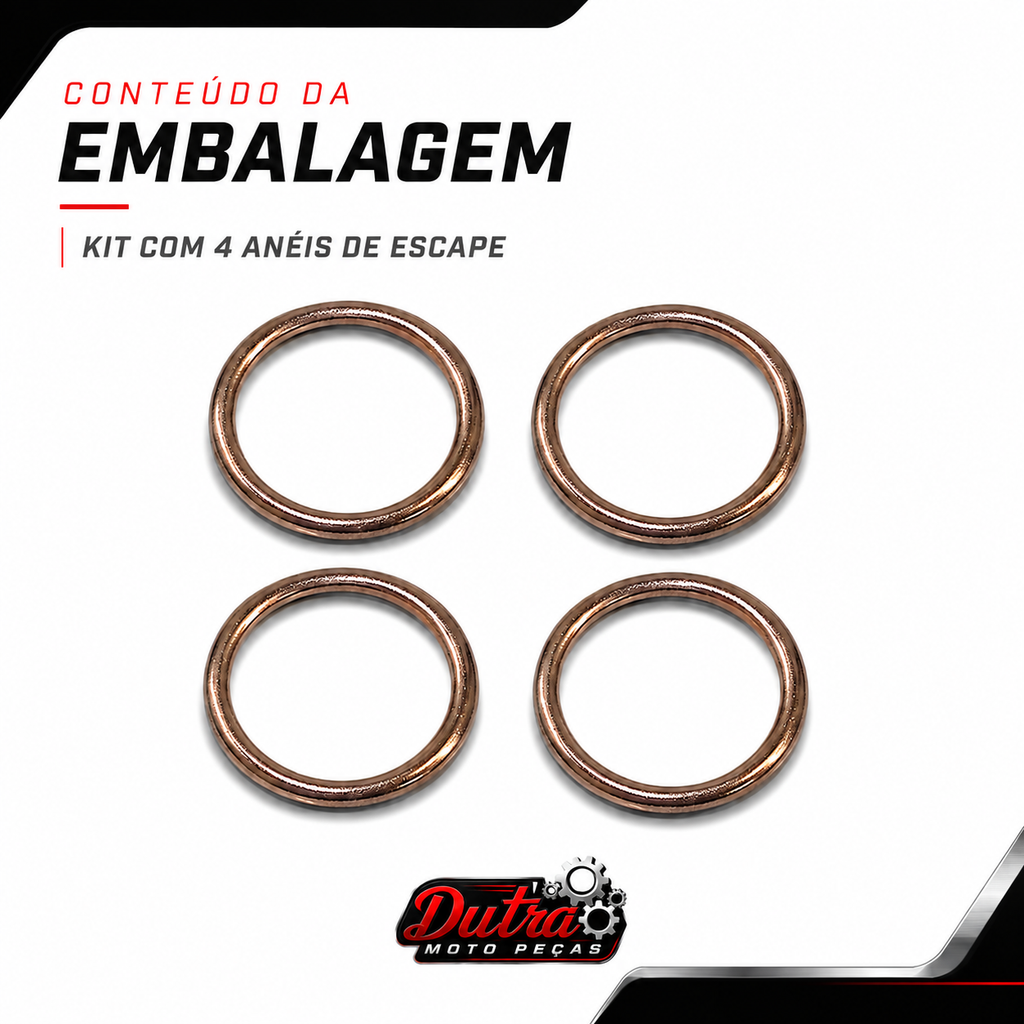 Anel Escape Cg Titan Fan 125 / 150 / 160 Ybr Kit Com 4 Peças