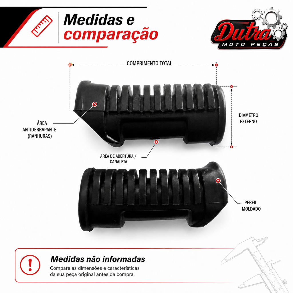 Par Borracha Do Estribo Pedal De Apoio Dianteiro Cg - Titan - Fan - Cargo 125 E 150