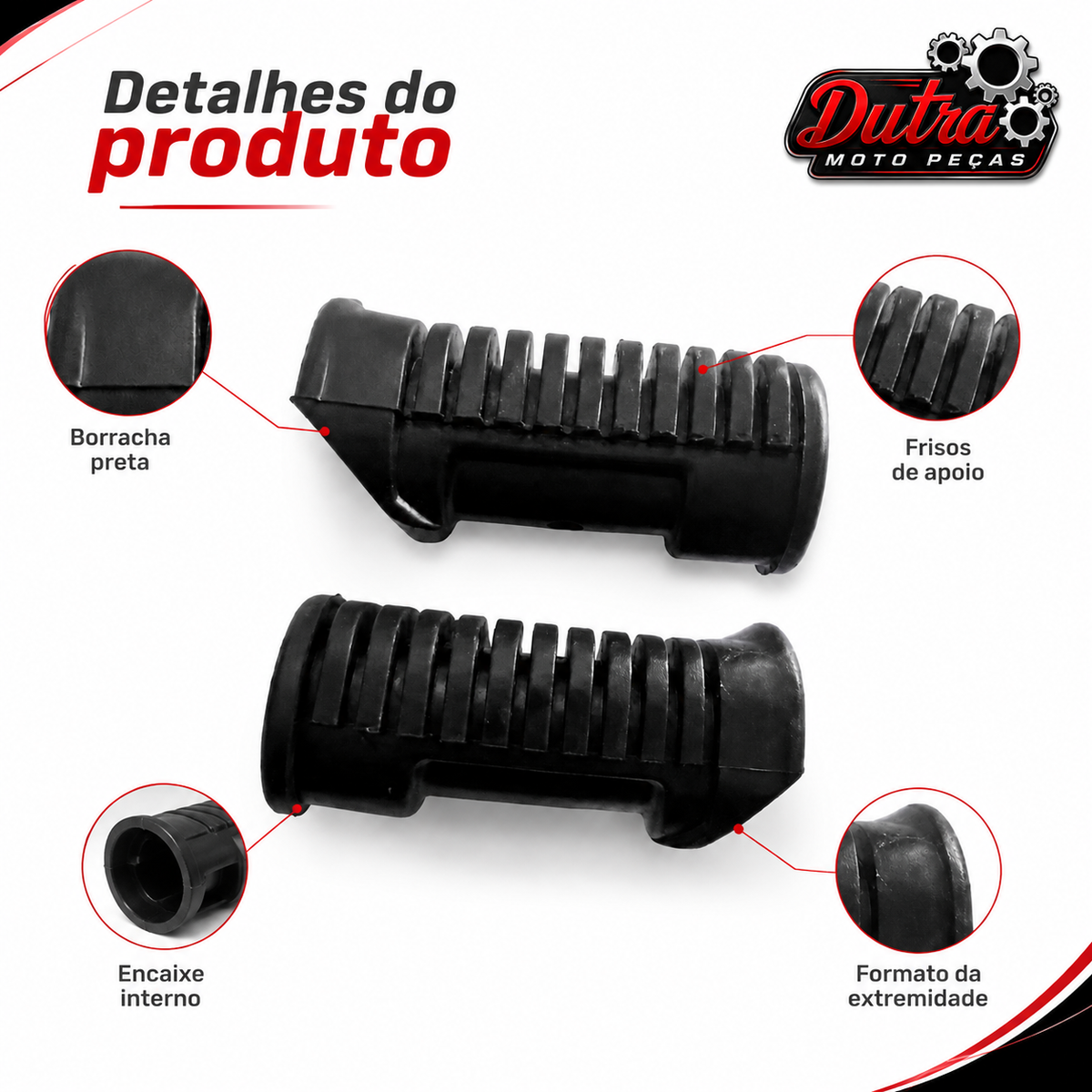Par Borracha Do Estribo Pedal De Apoio Dianteiro Cg - Titan - Fan - Cargo 125 E 150