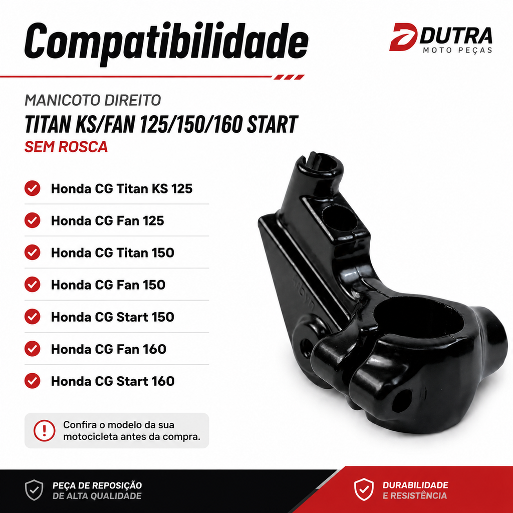 Manicoto Direito Titan KS/Fan 125/150/160 Start Sem Rosca