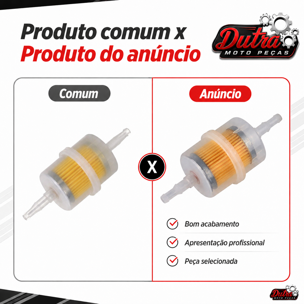 Filtro de Combustível Universal Para Moto Carburada Carburador Em Linha