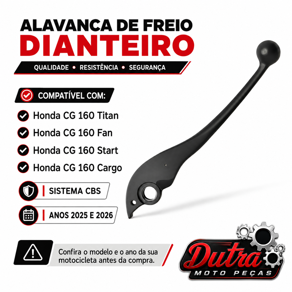 Manete Freio Honda CG 160 Titan Fan Start Cargo 2025 2026 Freio Disco Preto