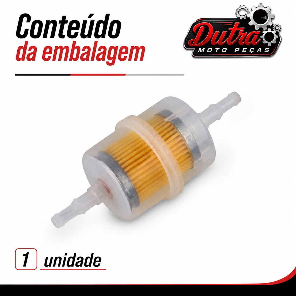 Filtro de Combustível Universal Para Moto Carburada Carburador Em Linha