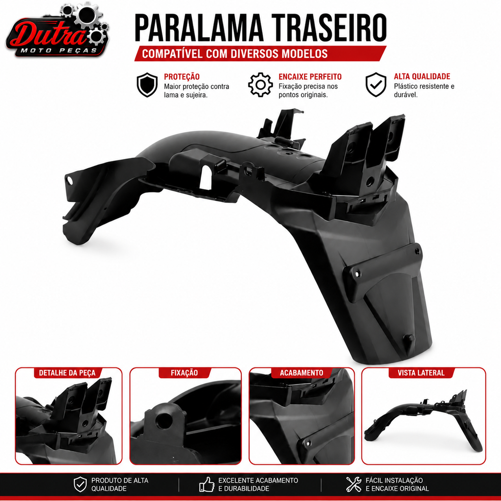 Paralama Traseiro Honda CG Titan 150 Mix Flex Fan 150 ESI 2009 a 2013
