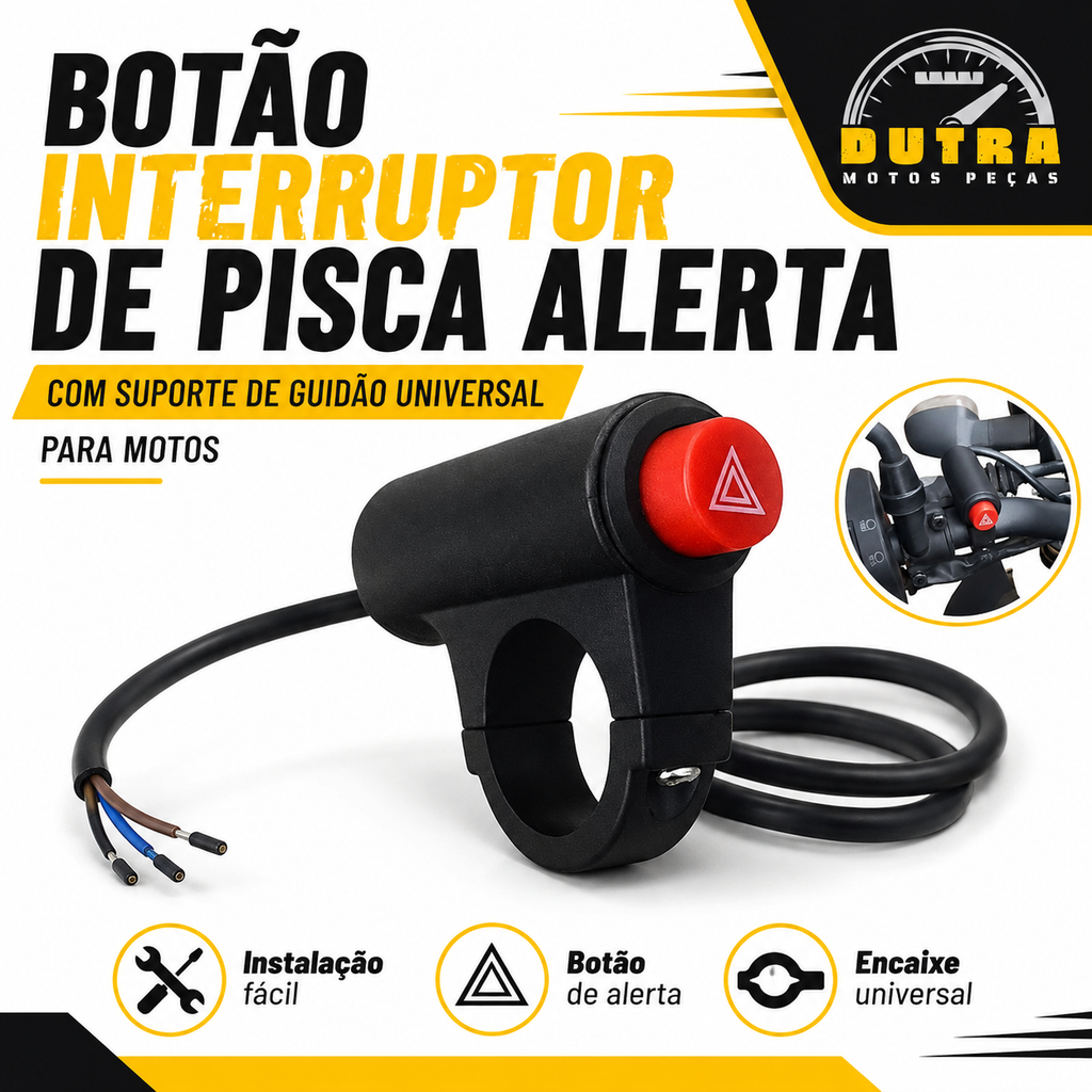INTERRUPTOR DO PISCA ALERTA COM SUPORTE PARA FIXACAO UNIVERSAL