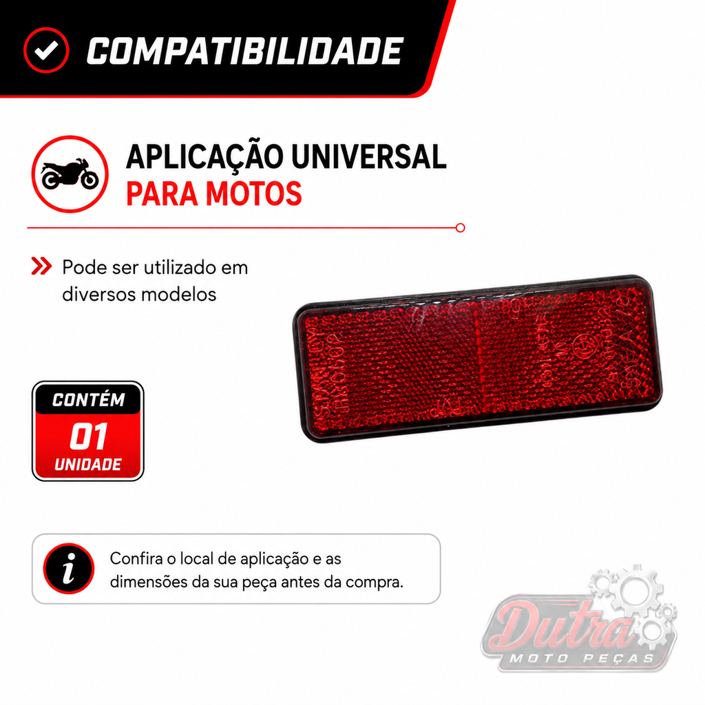 Refletor Olho De Gato Universal Para Moto Refletivo Traseiro