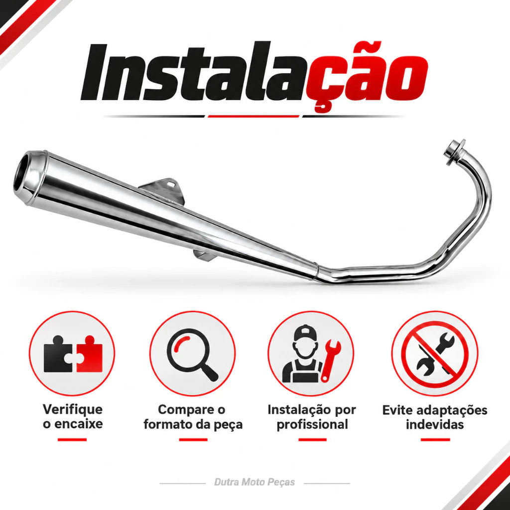 Escapamento Estralador Modelo Turuna YBR125 2000 Até 2008 Cromado Polimet