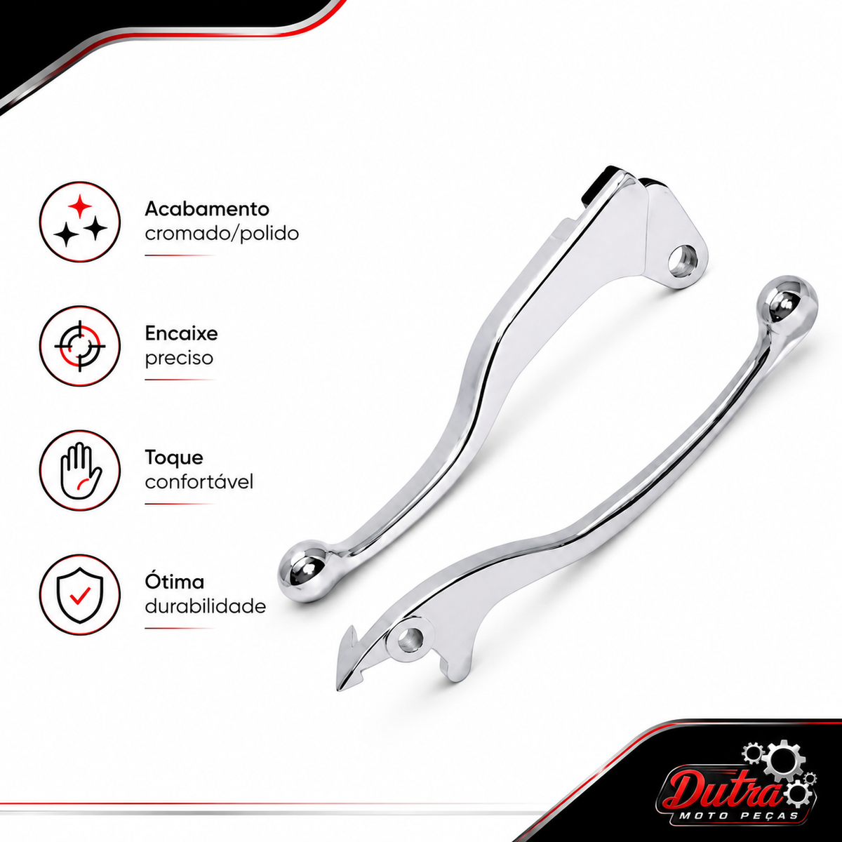 Par de Manetes Cromado/Polido Yamaha Fazer 250 Lander Tenere Factor 150 YBR Crosser Feio e Embreagem