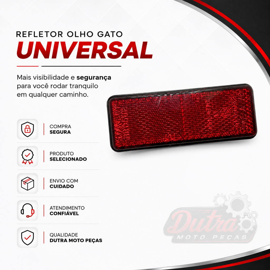 Refletor Olho De Gato Universal Para Moto Refletivo Traseiro