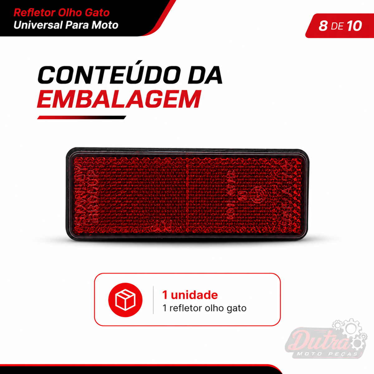 Refletor Olho De Gato Universal Para Moto Refletivo Traseiro
