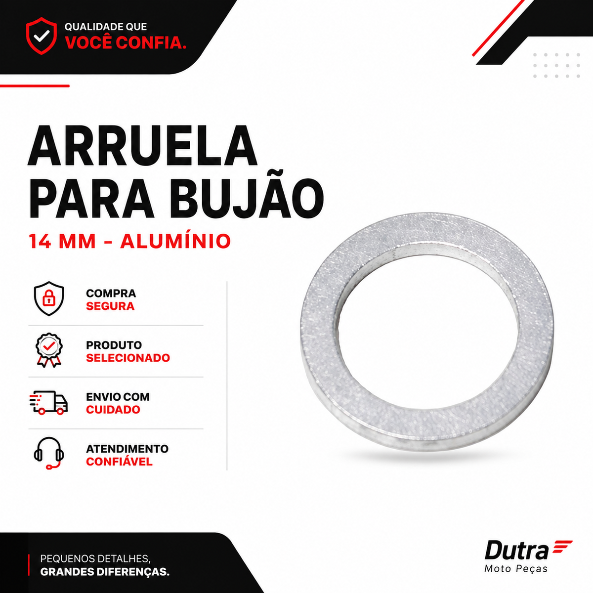 Arruela Alumínio Bujão Óleo 14mm Vedação Cárter Moto Honda Yamaha Suzuki Kawasaki Unidade