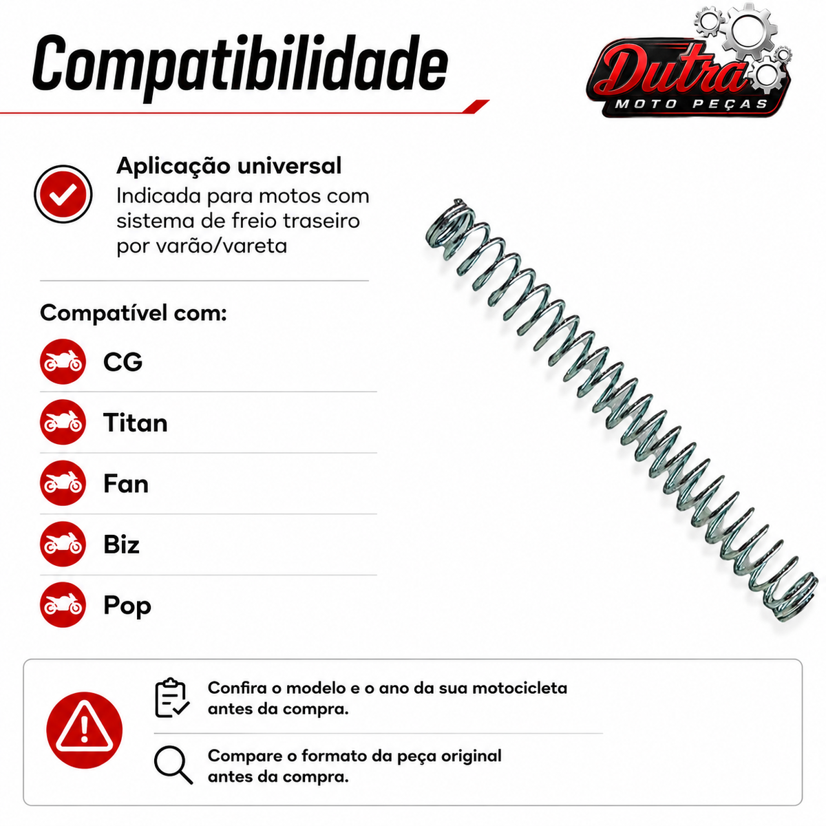 Mola Pedal De Freio Titan 125 150 Biz 100 125 CBX 200 NXR 125 150 Pop 100 110 Suzuki Yes XTZ 125
