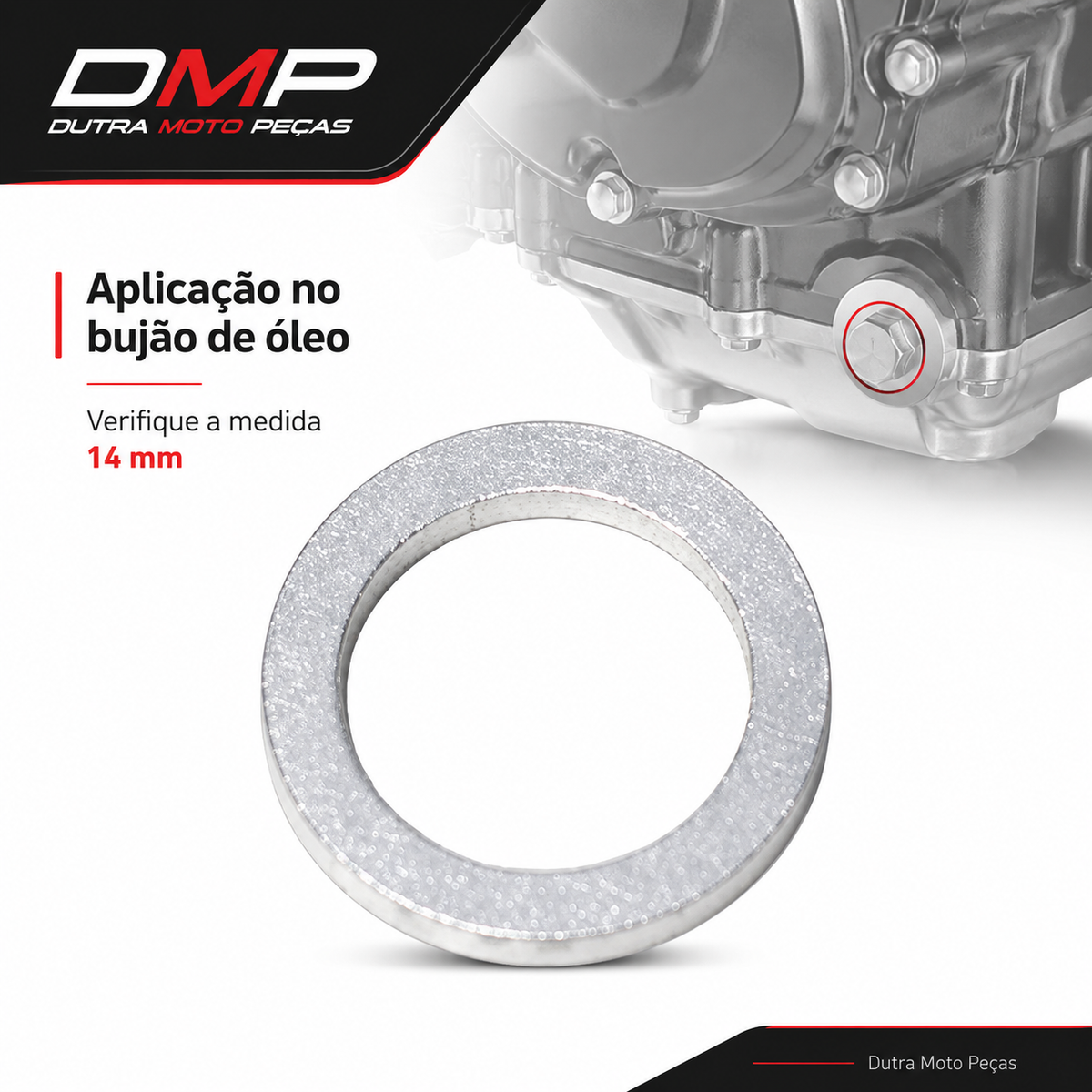 Arruela Alumínio Bujão Óleo 14mm Vedação Cárter Moto Honda Yamaha Suzuki Kawasaki Unidade