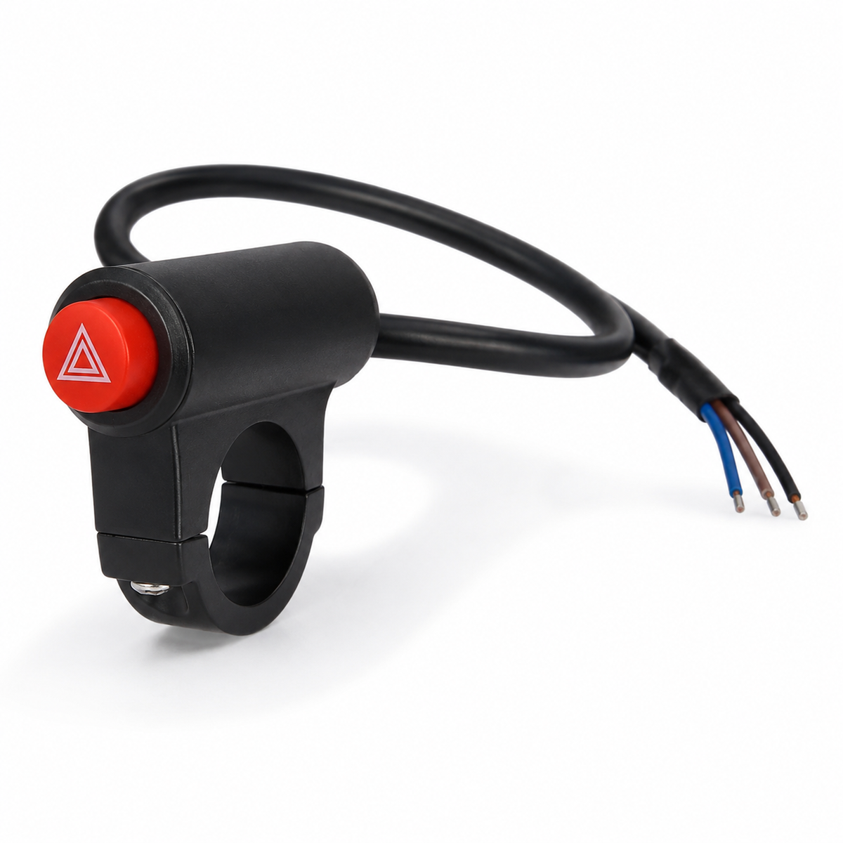 Botão Interruptor Pisca Alerta Emergência Moto Universal com Suporte Guidão