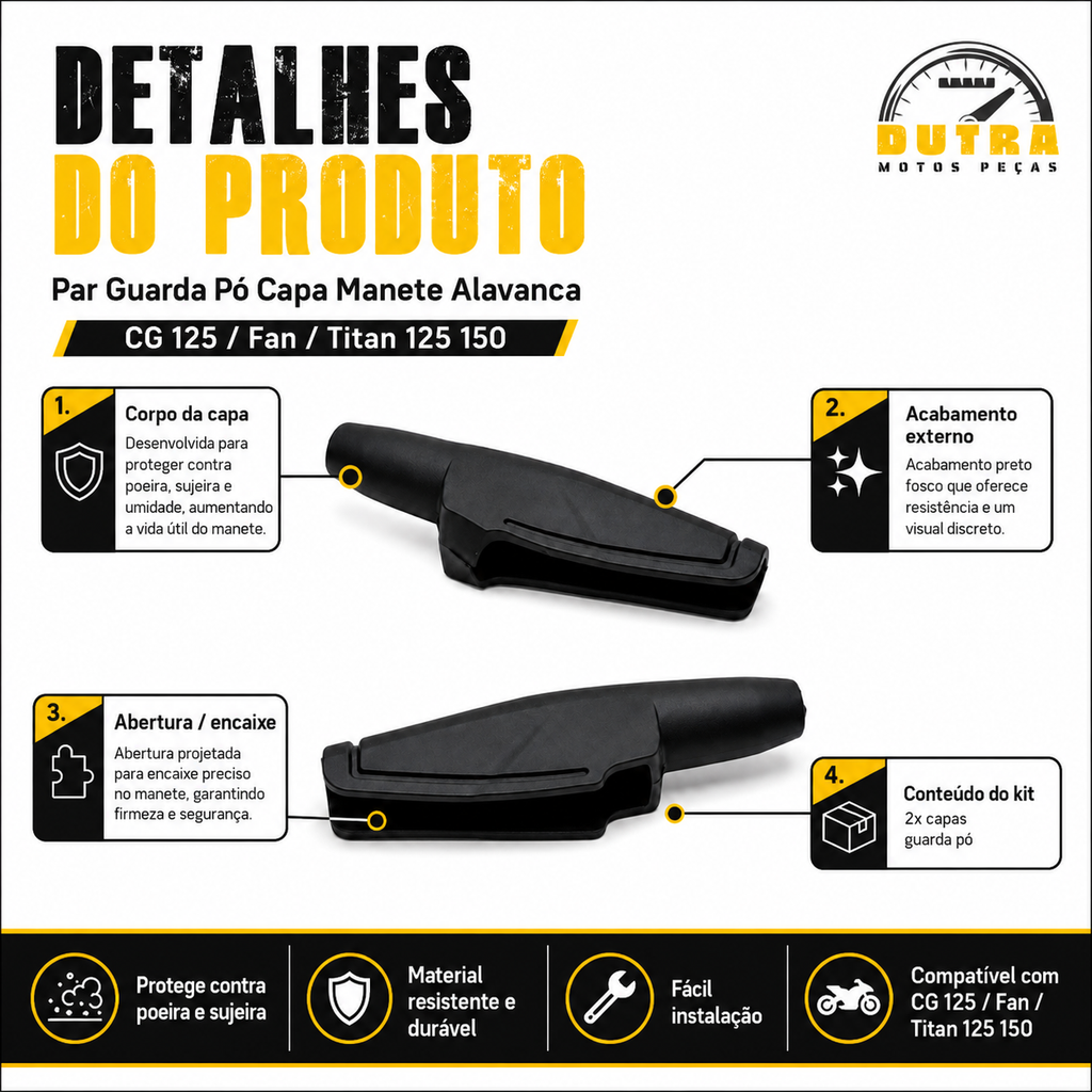Par Capa Manete Guarda Pó Freio Embreagem Honda CG Titan Fan 125 150 Maxx