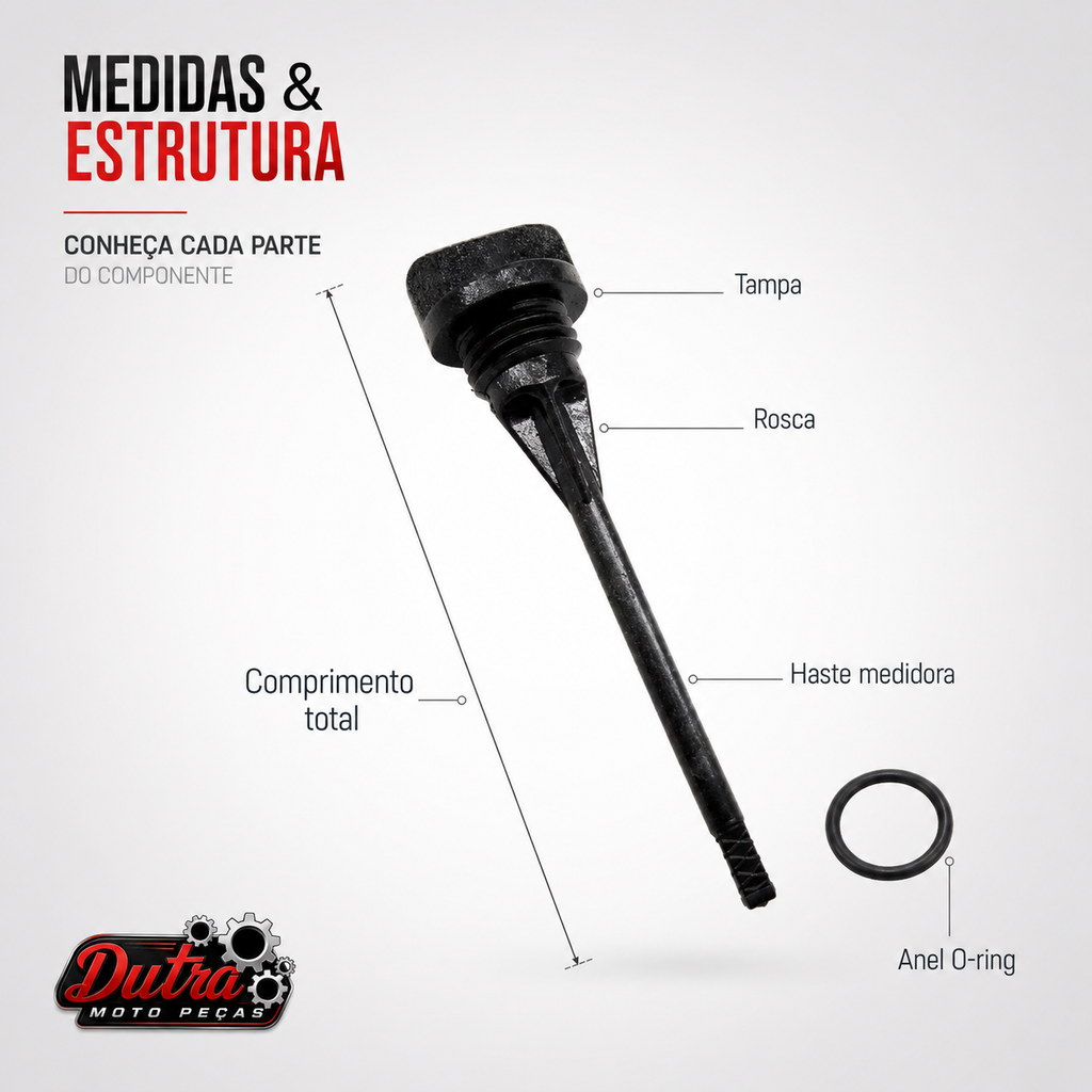 Vareta Medidor Nível Óleo Honda CG Titan 150 Com Anel O-Ring Tampa Motor