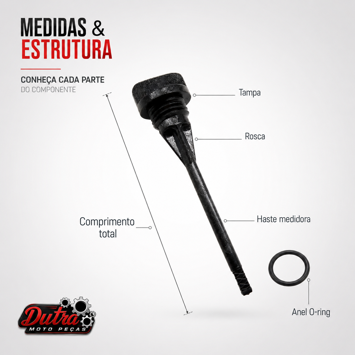 Vareta Medidor Nível Óleo Honda CG Titan 150 Com Anel O-Ring Tampa Motor