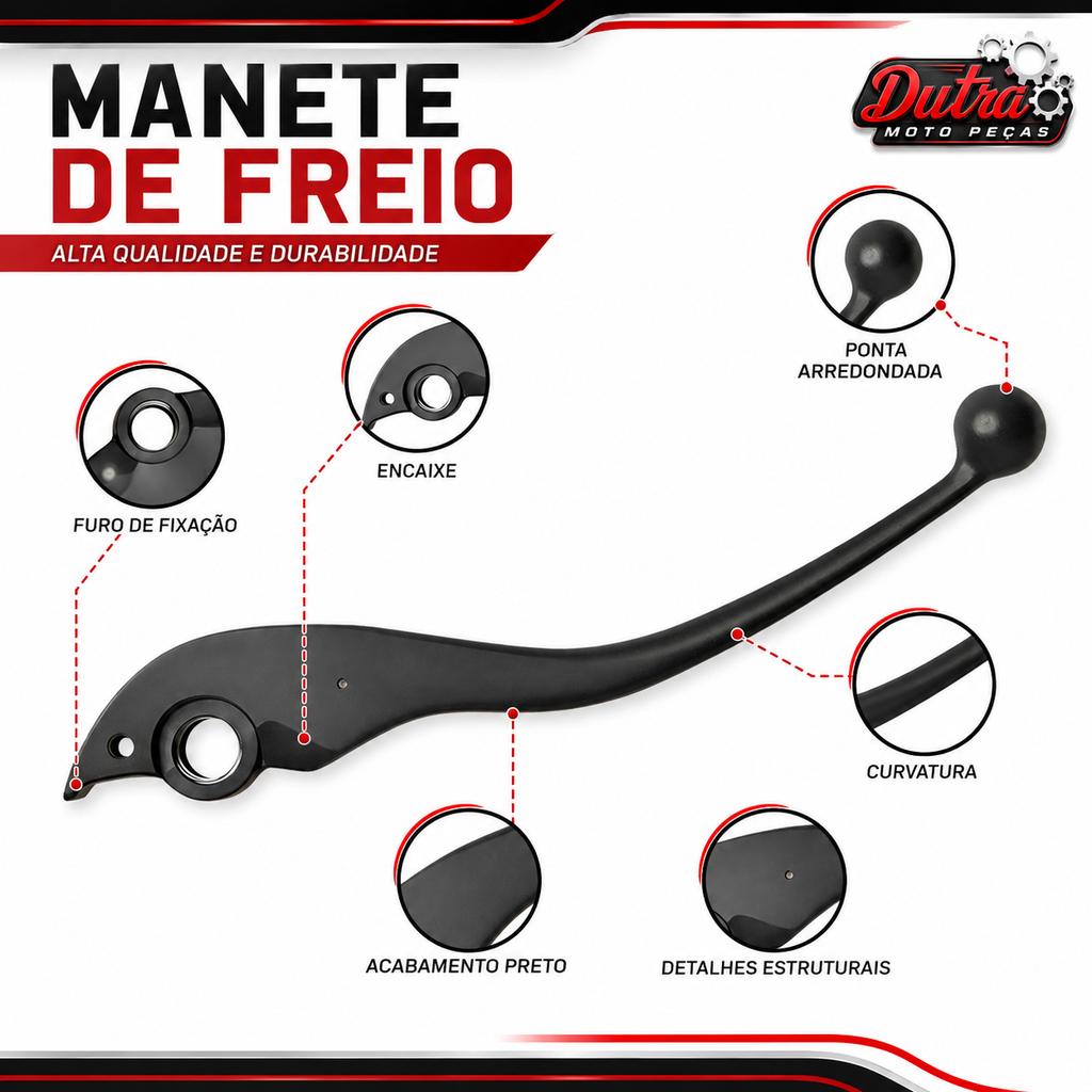 Manete Freio Honda CG 160 Titan Fan Start Cargo 2025 2026 Freio Disco Preto