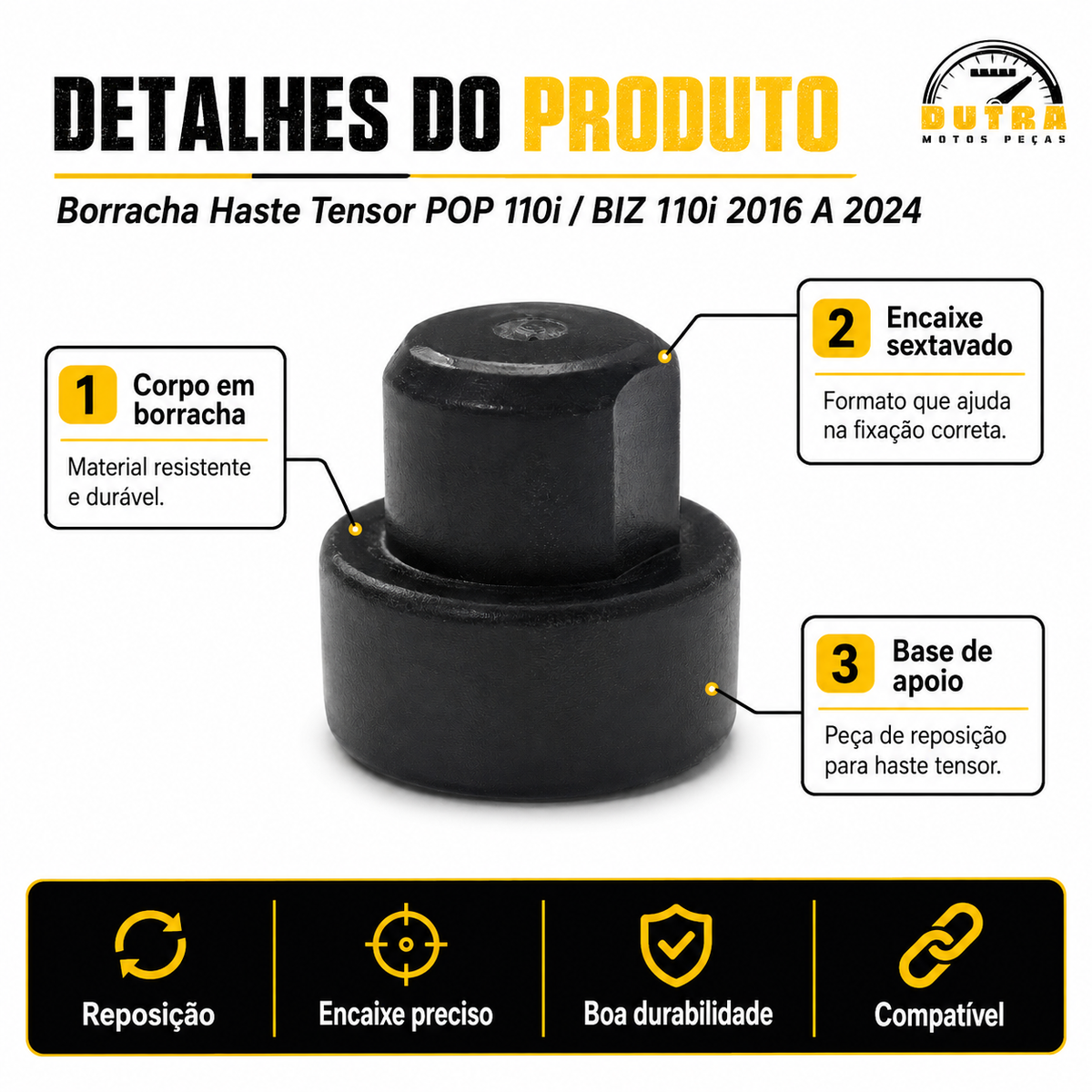 Borracha Haste Vareta Tensor Corrente Comando Honda Biz 110i Pop 110i 2016 a 2024