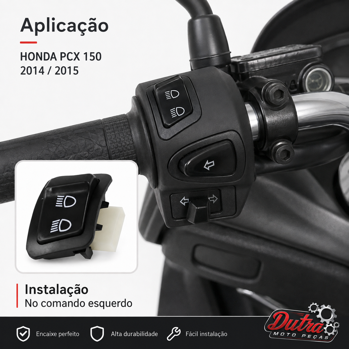 Interruptor Botão Farol Alto Baixo Honda PCX 150 2014 2015 Chave Luz