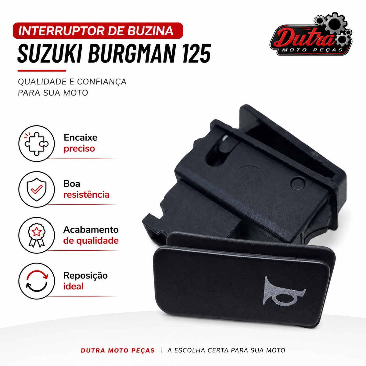 Botão Interruptor Buzina Suzuki Burgman 125 125i Comando Buzina Reposição