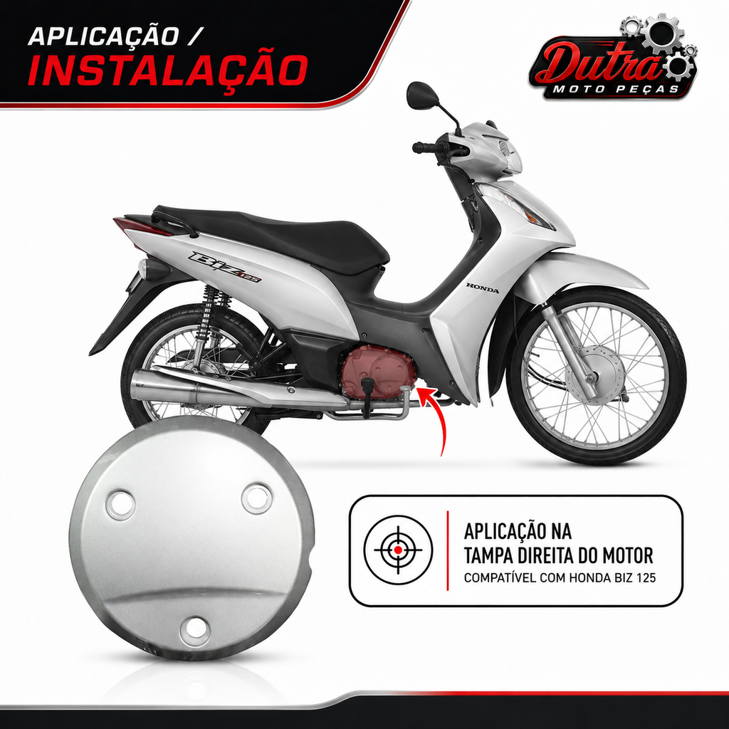 Capa Tampa Motor Direita Honda Biz 125 Protetor Lateral Modelo Original Reposição