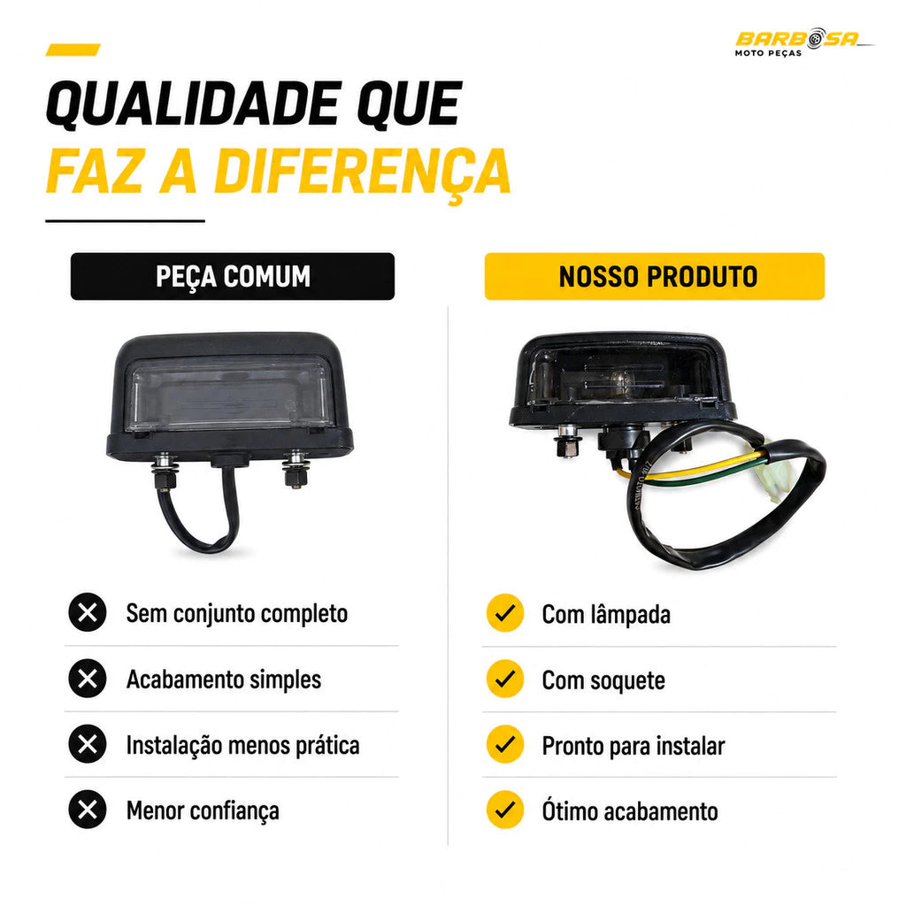 Lanterna Placa Nxr Bros 150 Bros 160 Xre 190 Com Lâmpada e Soquete