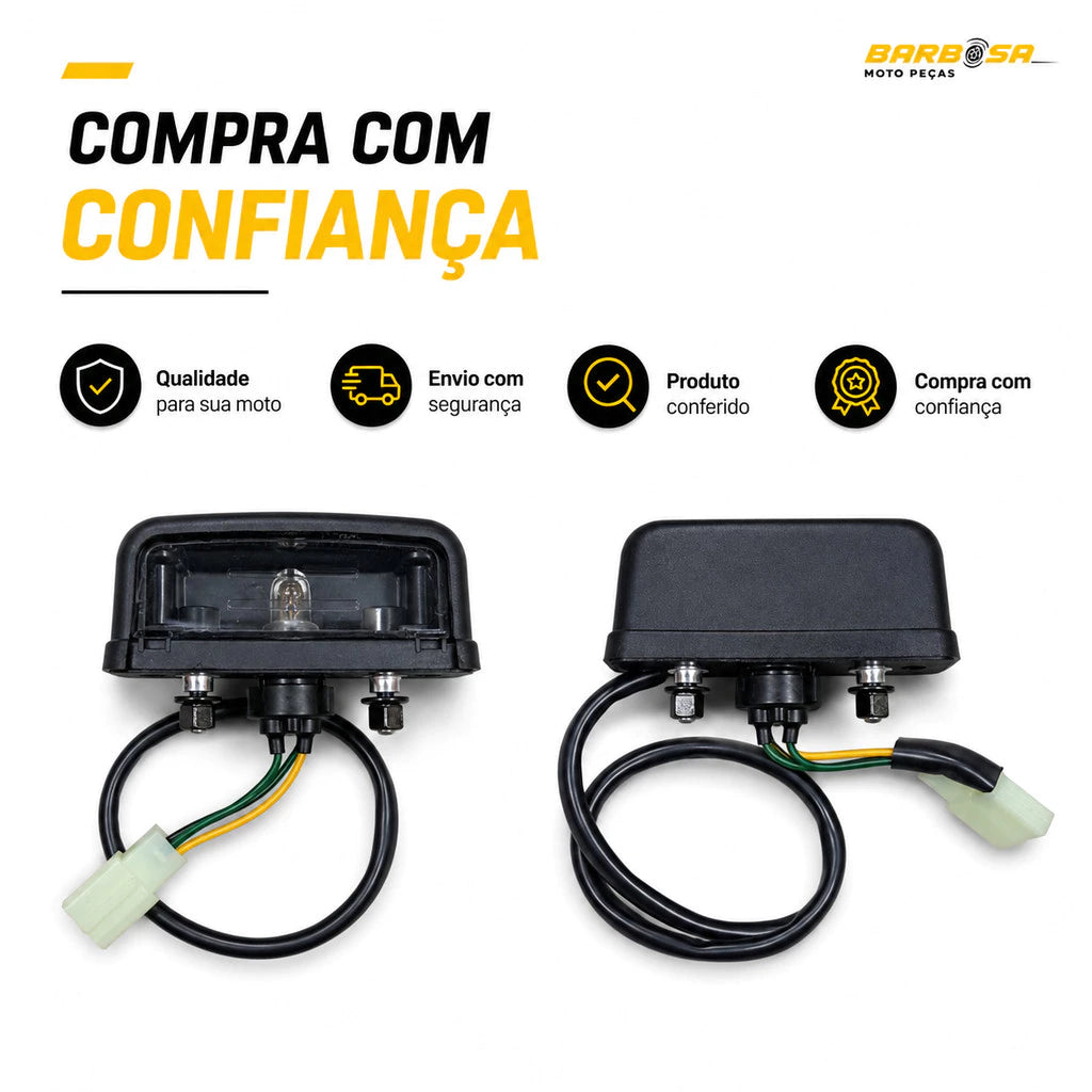 Lanterna Placa Nxr Bros 150 Bros 160 Xre 190 Com Lâmpada e Soquete